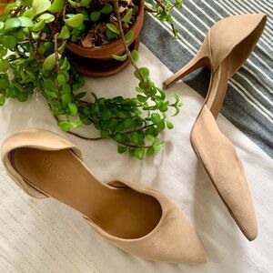 Vince D’Orsay Pointed Toe Suede Pumps